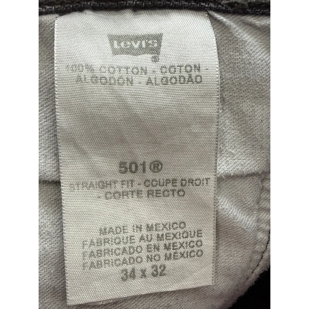 Levi's 501 Original Fit Jeans Men's 34x32 Black Button Fly Straight Denim Worn